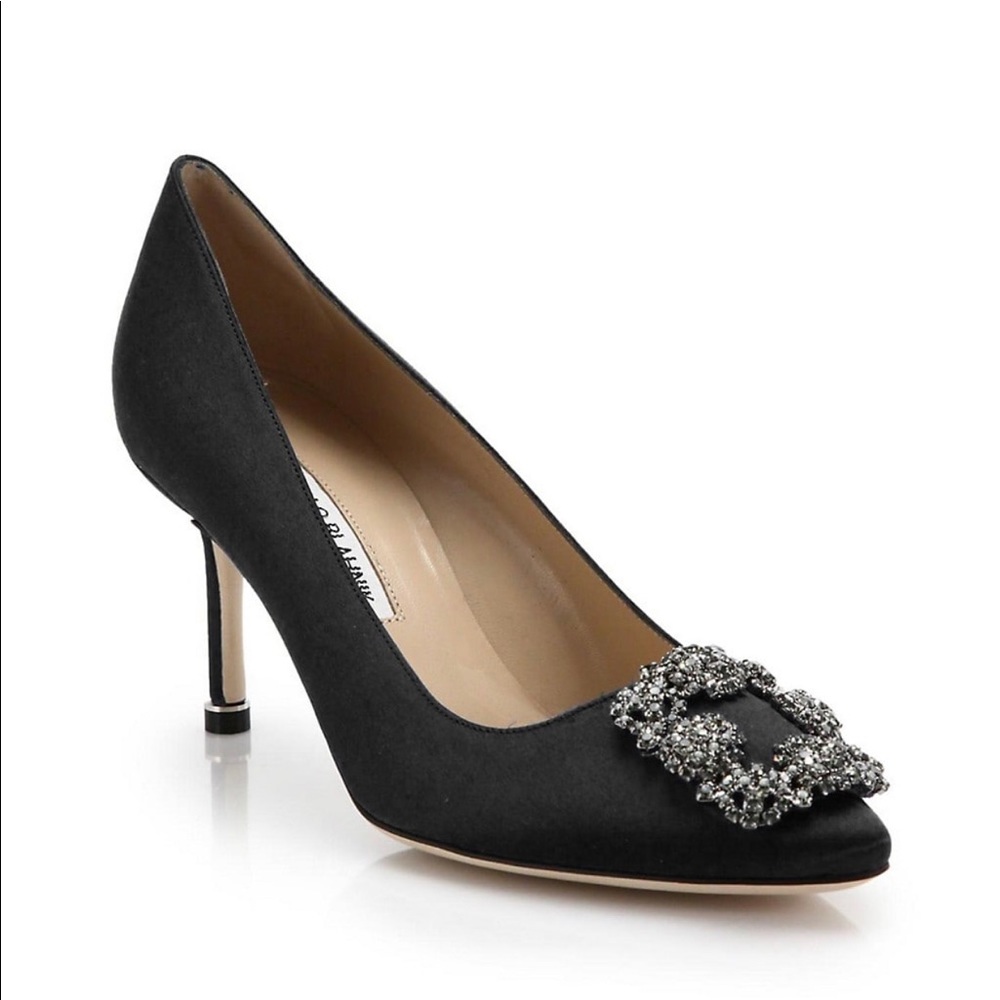 Manolo Blahnik Hangisi 70 Embellished Satin Pumps